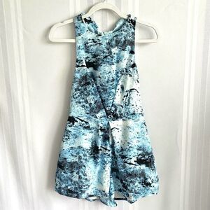 Keepsake Better Off Alone Romper Light Blue Small Sleeveless Open Back Pleated